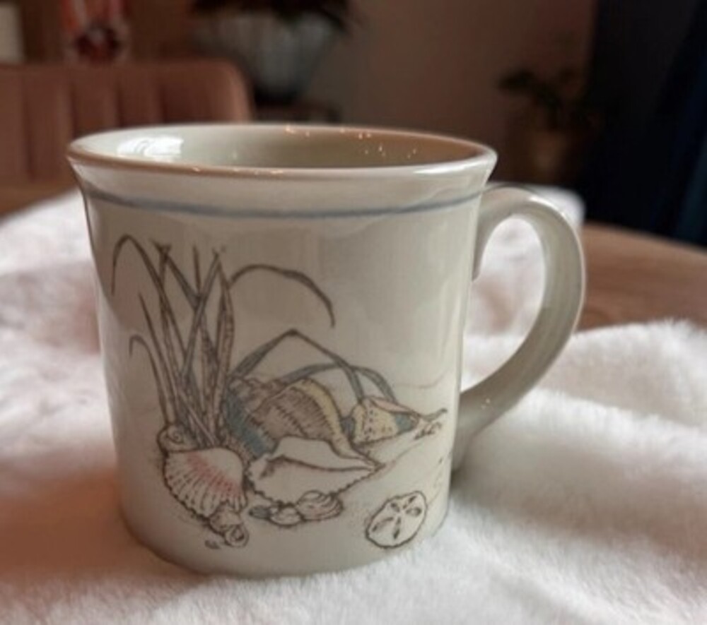 Otagiri Mug Vintage Stoneware Mug, Seashells, Coastal, Beach
